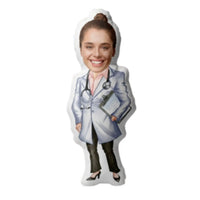 Almohada Personalizada para Médicos y Doctores de 20 cm con Foto y Cuerpo de Caricatura | Regalo Día del Médico