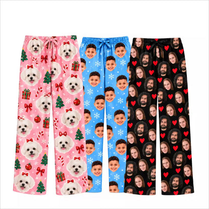 Pijama Personalizada con Fotos y Caras para Hombre y Mujer | Pantalón con Rostros de Parejas, Mascotas, Novios y Familia | Regalo Original de Cumpleaños