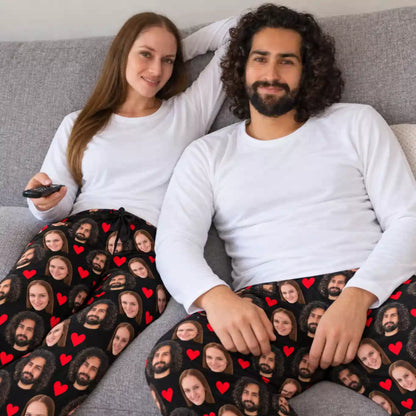 Pijama Personalizada con Fotos y Caras para Hombre y Mujer | Pantalón con Rostros de Parejas, Mascotas, Novios y Familia | Regalo Original de Cumpleaños