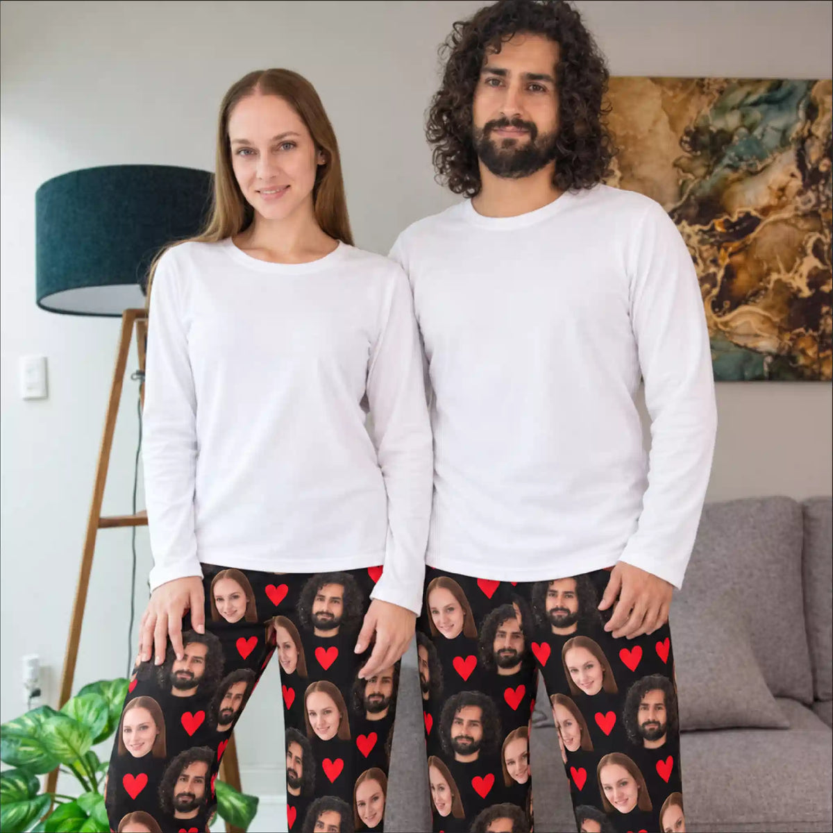Pijama Personalizada con Fotos y Caras para Hombre y Mujer | Pantalón con Rostros de Parejas, Mascotas, Novios y Familia | Regalo Original de Cumpleaños