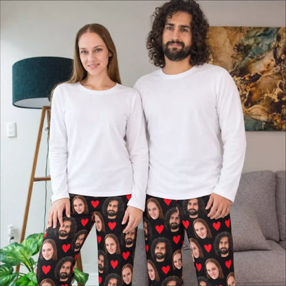 Pijama Personalizada con Fotos y Caras para Hombre y Mujer | Pantalón con Rostros de Parejas, Mascotas, Novios y Familia | Regalo Original de Cumpleaños