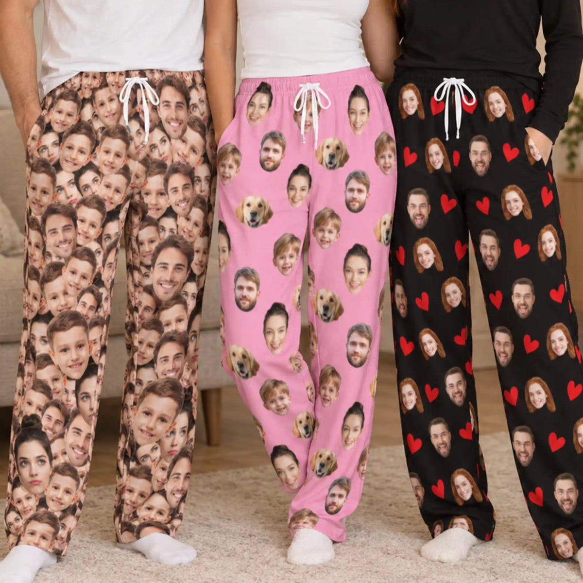 Pijama Personalizada con Fotos y Caras para Hombre y Mujer | Pantalón con Rostros de Parejas, Mascotas, Novios y Familia | Regalo Original de Cumpleaños