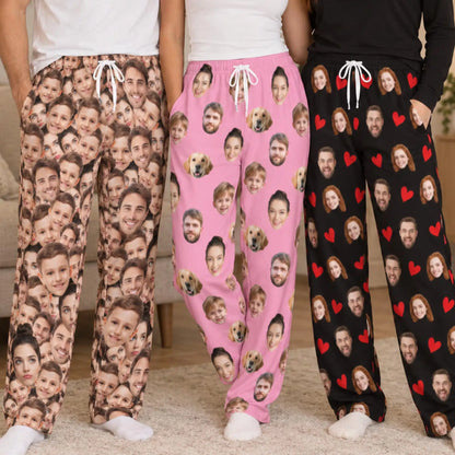 Pijama Personalizada con Fotos y Caras para Hombre y Mujer | Pantalón con Rostros de Parejas, Mascotas, Novios y Familia | Regalo Original de Cumpleaños