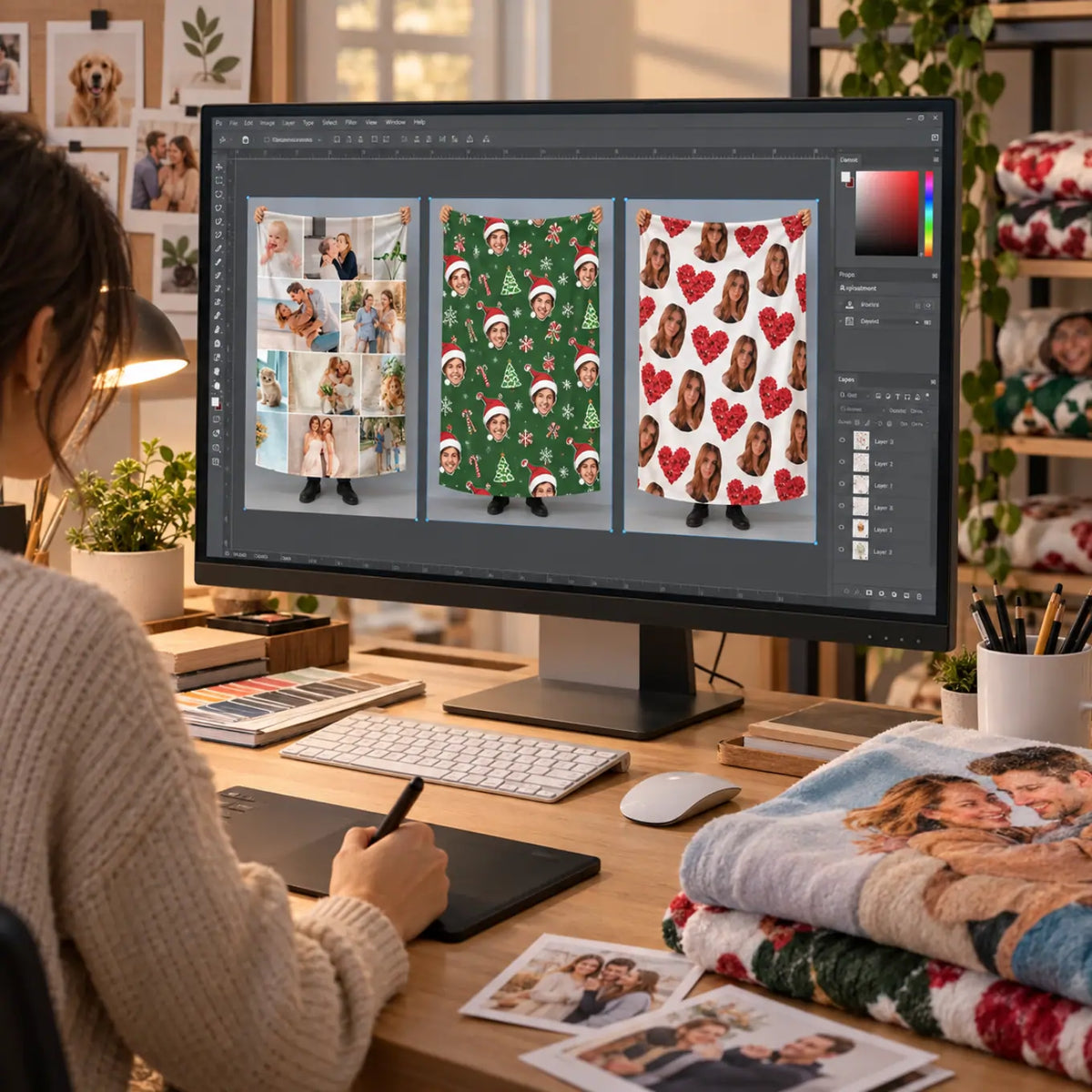 Diseño de frazada personalizada con fotografías